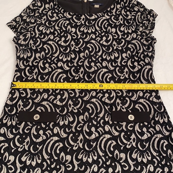 Tommy Hilfiger black lace overlay and off-white Damask sheath dress 12 - Picture 9 of 14
